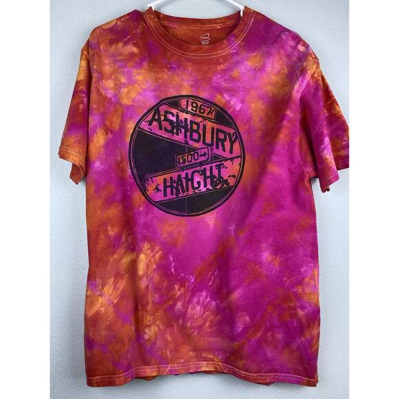Hanes Sz L Tagless Preshrunk “1967 Ashbury 1500 Haight” Tie Dye SS Tee Shirt - Picture 1 of 6